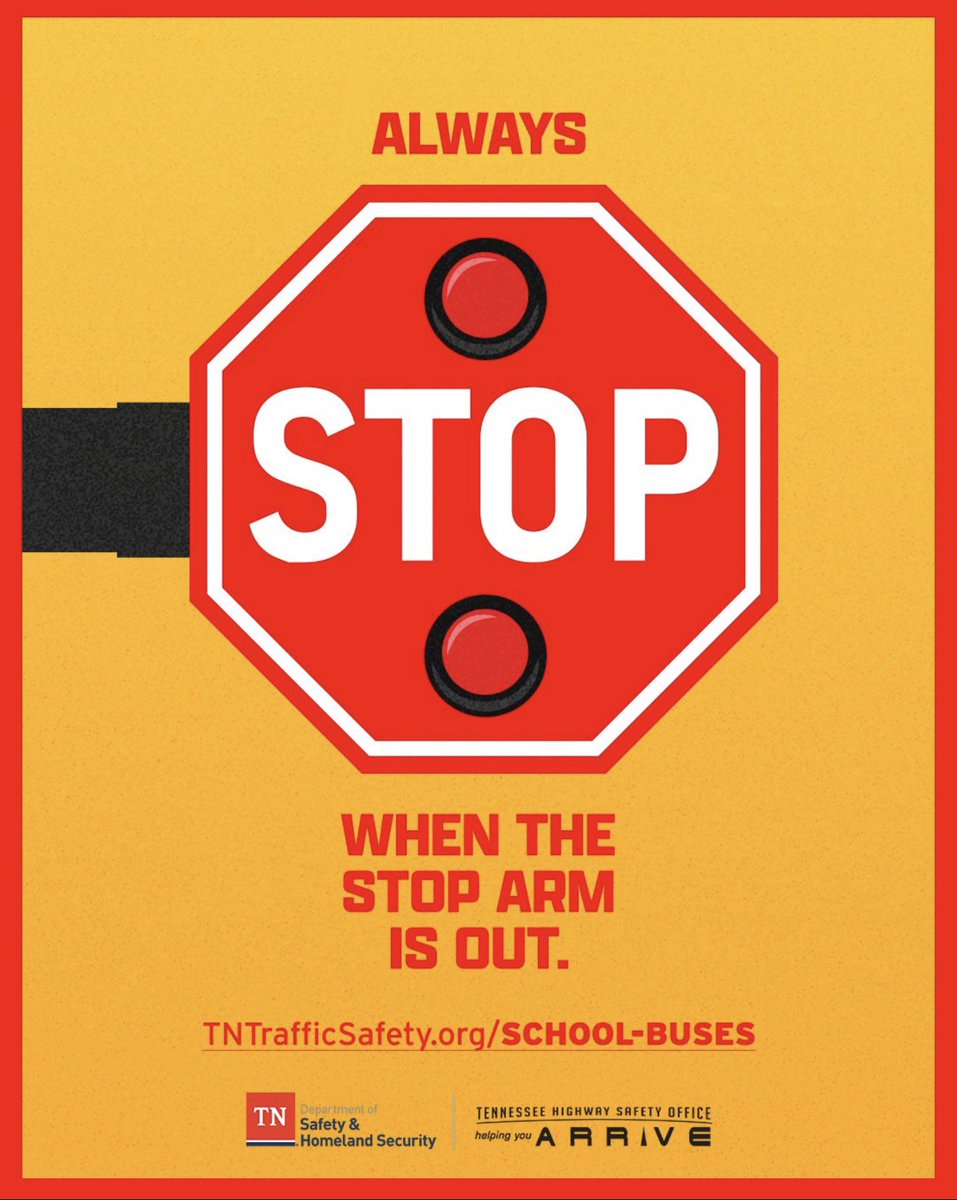 THPJackson's tweet photo. When the stop arm extends and the lights are flashing, that means the bus has stopped and children are getting on or off. You must stop and wait until the red lights stop flashing, the stop arm is withdrawn, and the bus begins moving, before you can start driving again. https://t.co/K4LQDNeW0I