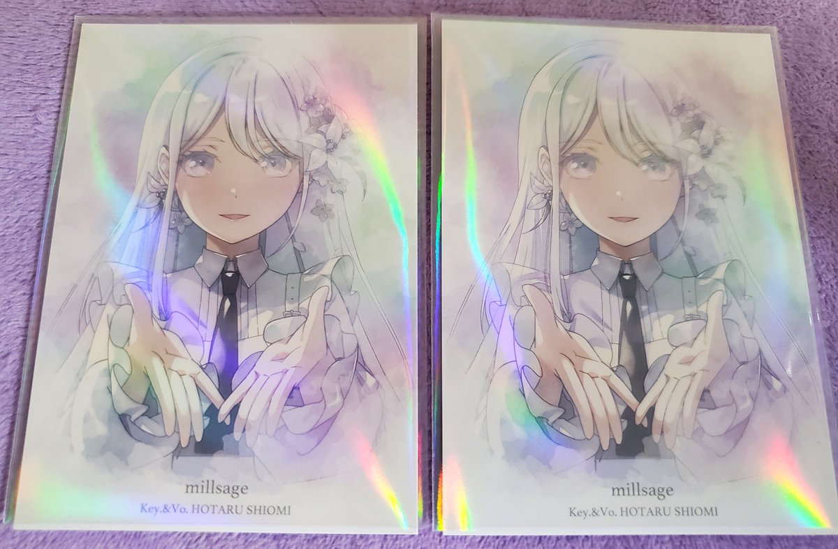 Ao7_rp_suica's tweet photo. 【交換希望】
millsage 1st Single「鳴らす」特典 キャラカード　

譲　蛍×2　箔押し朋花

求　まほろ　凪　箔押しなつめ

ご希望に応えられる方よろしくお願いします💐
交換は24・25日のAve Mujica LIVEか、来月14・15日のMyGO!!!!!のLIVEで手渡し交換お願いします。
#バンドリ　#millsage https://t.co/6xhUbKu94t