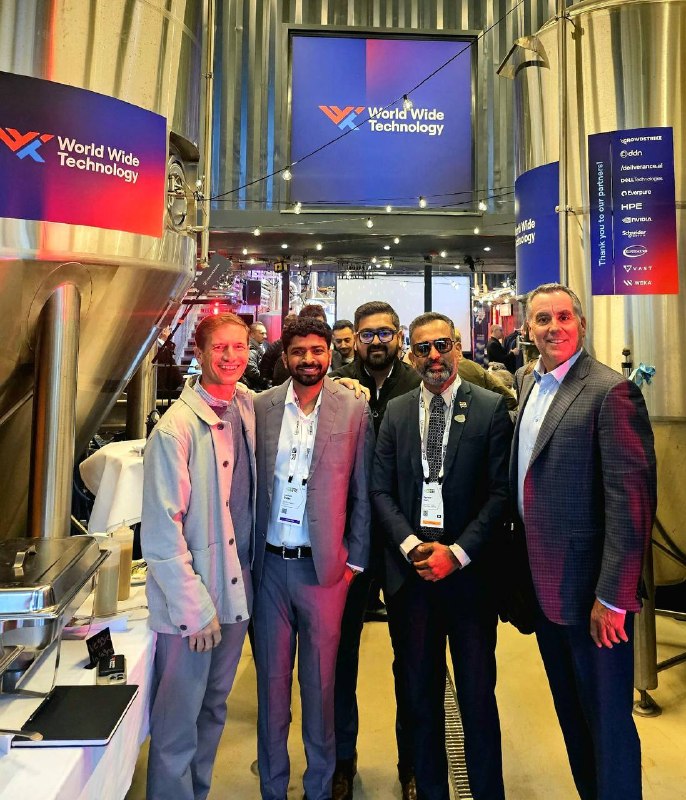 sameer_redij's tweet photo. Strategic conversations at NVIDIA GTC Berlin 2026 with Lou Guido and Brent Massey from World Wide Technology (WWT), alongside Gaurav Godse &amp; Lokesh Sharma from ESDS.

Looking forward to exploring new possibilities together.

#NVIDIAGTC #GTCBerlin #ESDS #WWT #AIFactory https://t.co/fiicOIOaKu