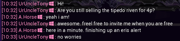n0rseh0rse's tweet photo. Warframe trade chat DM'ers are something else https://t.co/xyKJplSoAh