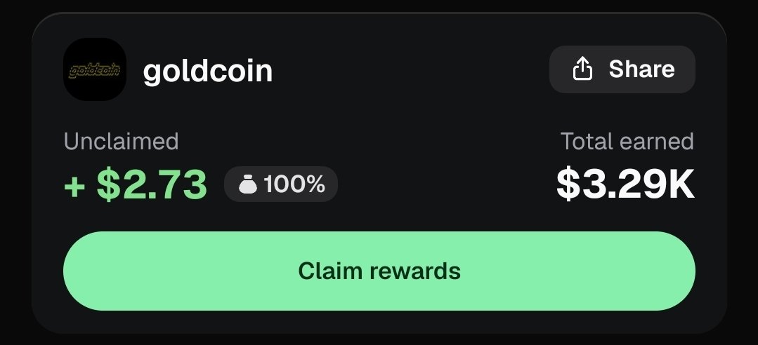 goldcoin__sol's tweet photo. $goldcoin • Daily Token Improvement Report • 10.20.26

129k $goldcoin buyback/burn 
32.62% supply burned 
Marketing wallet $1045

Spent 0.1 SOL to test hourly auto buyback with Trojan trading bot

100% CTO rewards reinvested: 50% buyback/burns 50% marketing

https://t.co/k1gIsJGdiH 

ca: 9QFfgxdSqH5zT7j6rZb1y6SZhw2aFtcQu2r6BuYpump
