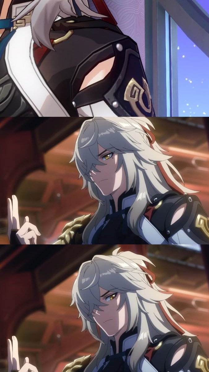 dozingmeow's tweet photo. someone noticed that jing yuan’s “loose sleeve” in his ex eidolon art is different from the one in his in-game model omg 

WHO in the creative team messed up this fine little detail because it just doesn’t hit the same 😭 https://t.co/hafyzSCjDs
