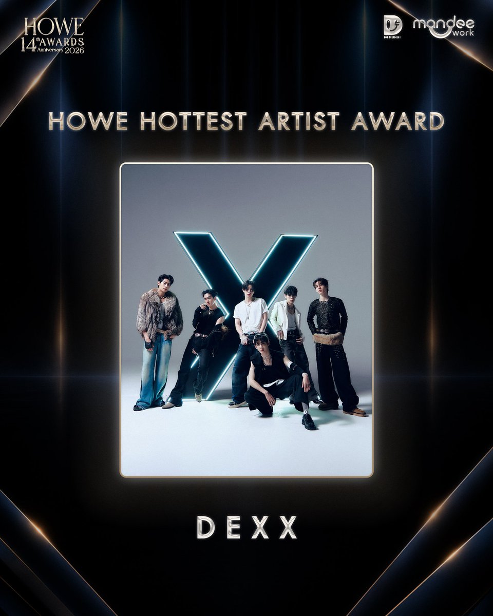 DEXXofficialTH's tweet photo. ขอแสดงความยินดีกับ 'DEXX' ศิลปินจาก DMD MUSIC ✨

ที่ได้รับรางวัล - HOWE HOTTEST ARTIST AWARD ในงาน Howe Awards 2026 🏆

ขอขอบคุณ TheX ทุกคนที่ส่งกำลังใจ และสนับสนุนพวกเรานะครับ 💙🙌🏻

#HOWEAWARDS2026xDMD
#DEXXth #DMDMUSIC https://t.co/i2fVR7BYJY