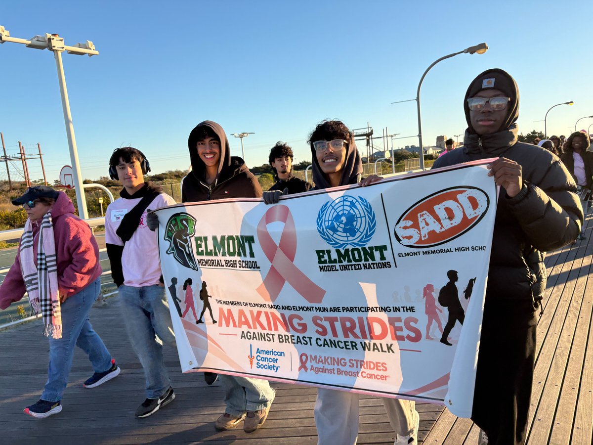 MrTonySantana's tweet photo. Service in action! π Proud of our Key Club, SADD, Model UN, and all the Elmont students and staff who participated in the Making Strides Against Breast Cancer Walk at Jones Beach. You remind us that Spartan pride means showing up for others! ππ€ #ElmontPride #MakingStrides https://t.co/pc65dmvKi8