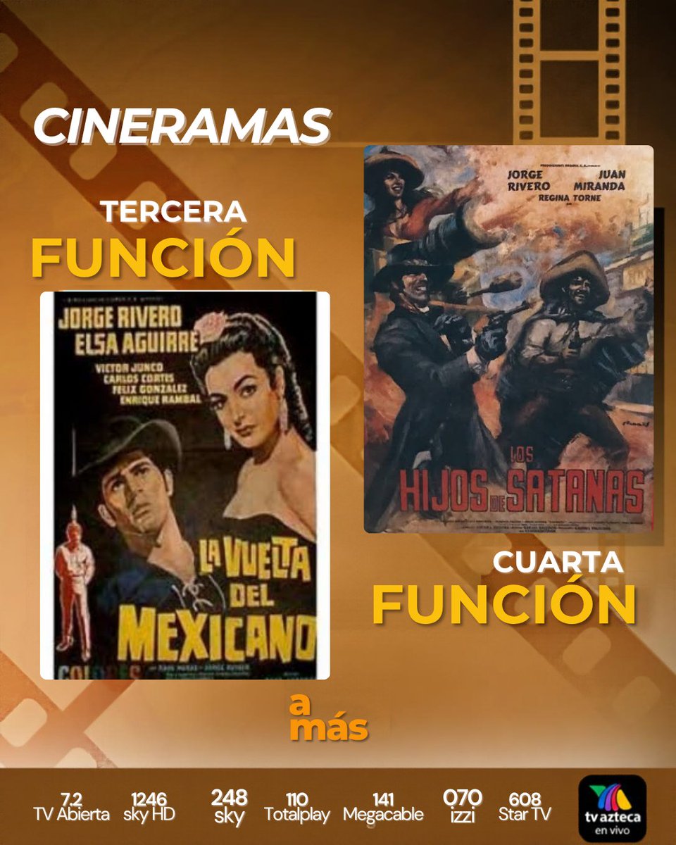 amastv's tweet photo. Hoy no te puedes perder de los #Cineramas que escogimos para que este martes lo pases increíble solo por #Amás.

#Cineramas
10:00 AM El Vendedor de Muñecas
5:00 PM Mi Papá tuvo la Culpa 
6:30 PM La Vuelta del Mexicano 
8:00 PM Los Hijos de Santanás https://t.co/4danLH8aPR