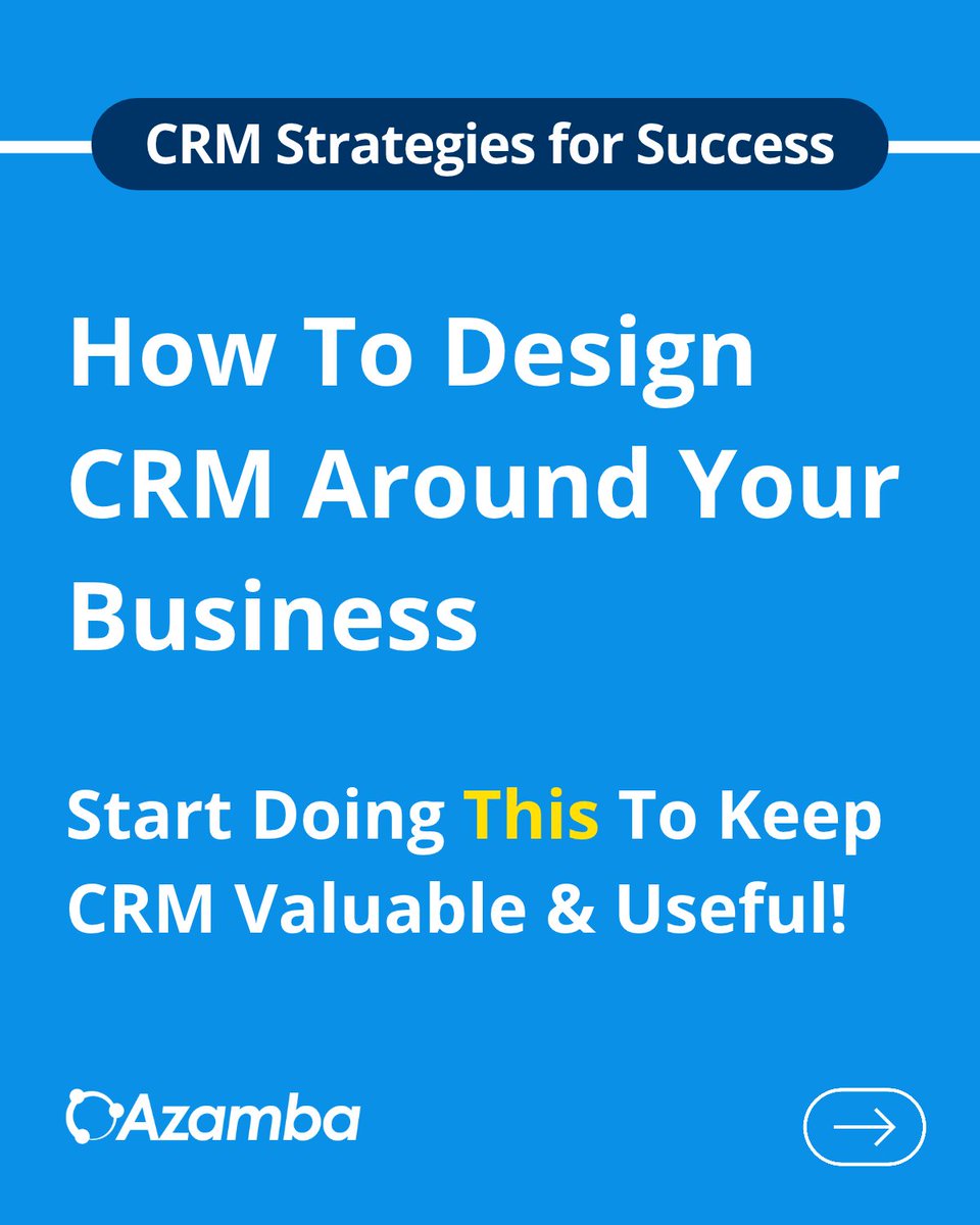 AzambaInc's tweet photo. Implementing CRM is just the start.

To keep getting value from it, it needs to be designed to fit your team's day-to-day needs.

You do this by asking for their feedback and layering in improvements over time.

This keeps CRM up to date with your business.

More below. ⬇️ https://t.co/o0PVhcy2Nj