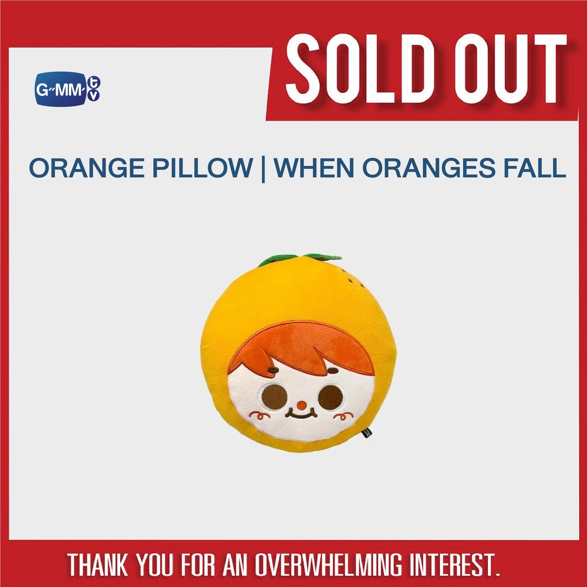 GmmtvShop's tweet photo. SOLD OUT! 🎉

🙏🏻 Thank you for an overwhelming interest in ORANGE PILLOW | WHEN ORANGES FALL.

#WhenOrangesFall 
#GMMTV https://t.co/JemPPyiwlA