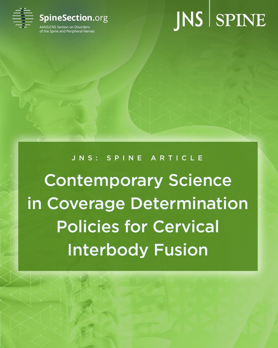 spinesection's tweet photo. Coverage policies should keep pace with the science. In a new article published in the Journal of Neurosurgery: Spine, the authors Luis M. Tumialán, MD, Joseph S. Cheng, MD, and John K. Ratliff, MD examine contemporary evidence supporting the use of PEEK and porous titanium interbody cages in ACDF and argue that coverage determinations should reflect current clinical practice and available data. This topic will come to center stage at #SpineSummit in February 2027. https://t.co/ettXYr7Y08