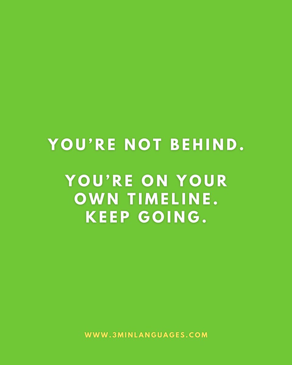 3MLanguages's tweet photo. You’re not behind. You’re on your path.
 Keep your rhythm, keep going.
 👉 Learn at your pace: https://t.co/zJMA7G83iy

#3MinuteLanguages #StudyIn3 #LanguageLearning #MicroLearning #Consistency #LearnFrench #LearnSpanish #LearnGerman #LearnItalian #LearnPortuguese https://t.co/O0d0yCgGME