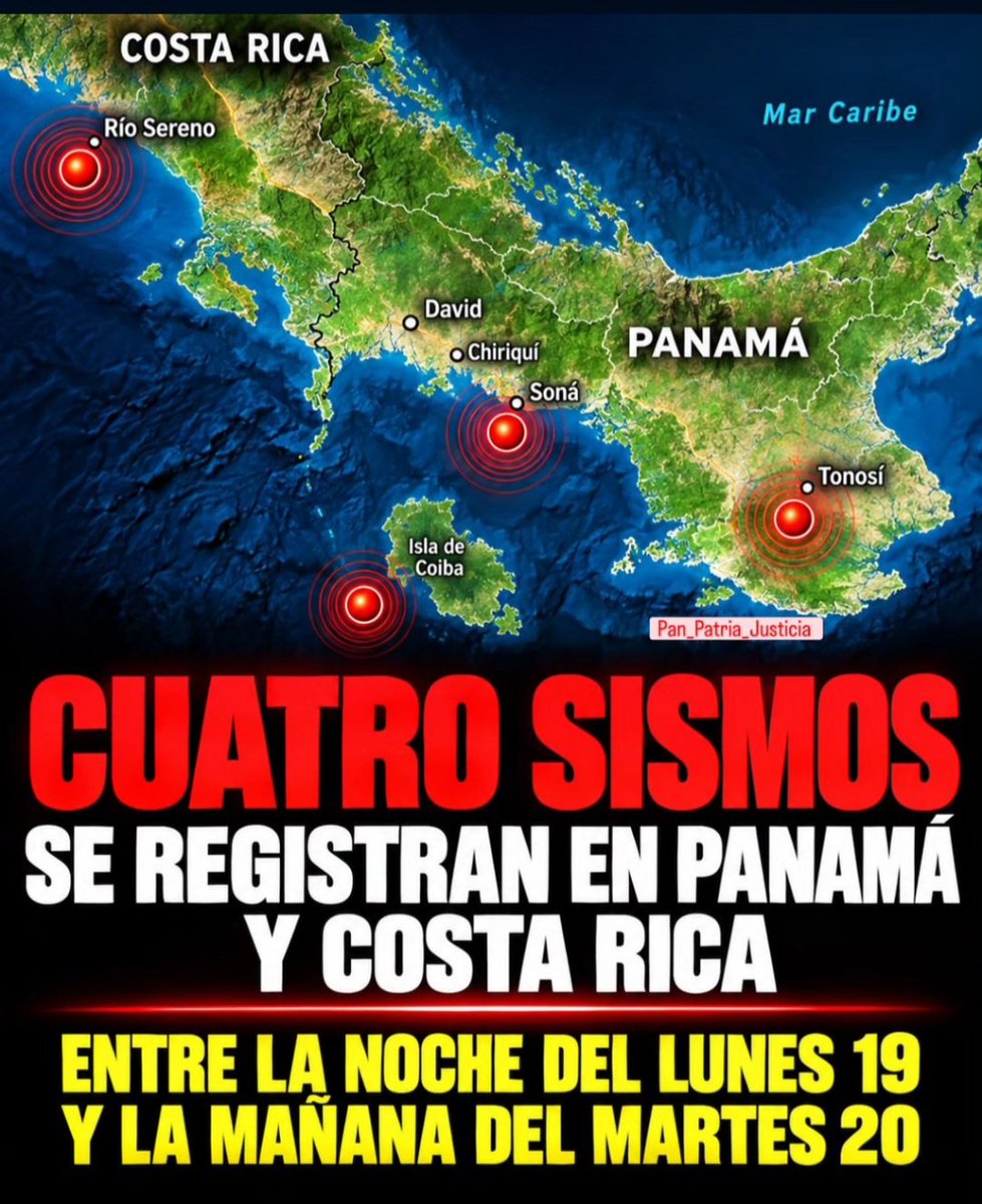 ingjuliorobles's tweet photo. Instituto de Geociencia reportó 4 simos entre la noche del lunes 19 y la mañana del martes 20 d octubre, registrados en diferentes puntos de Panamá y Costa Rica. Los temblores tuvieron magnitudes de 3.7, 3.8, 4.6 y 3.8, con epicentros cercanos a Soná, Coiba, Tonosí y Río Sereno https://t.co/U0boq5S7wB