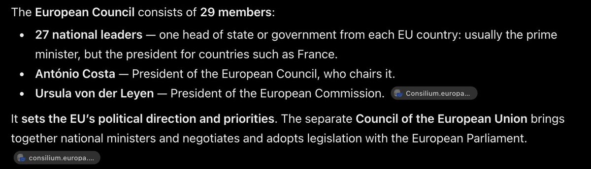 andreasklinger's tweet photo. @AutomatedAgile @izakaminska It's the leaders of the national countries.

I am not blackpilled enough to say that the governments of our countries dont represent us but the EU.

If they would represent the EU a ton of stuff would be easier to get done. https://t.co/k9duHUUySo