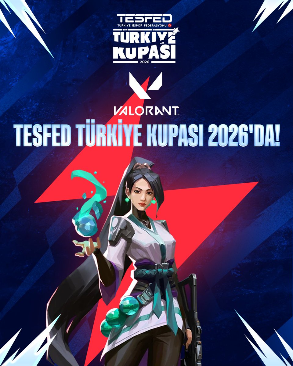 TESFEDTRKupasi's tweet photo. VALORANT, TESFED Türkiye Kupası 2026'da! 🔥

🏆 1. Açık Eleme: 5-7 Aralık 🏆 2. Açık Eleme: 9-10 Aralık

🔗 Kayıtlar 6 Kasım'da https://t.co/CCpk2kx7pC üzerinden başlıyor!

Türkiye Kupası'nda mücadele etmek için takımını hazırla, rekabete katıl! ⚔️ https://t.co/VHw7x5ZMh8