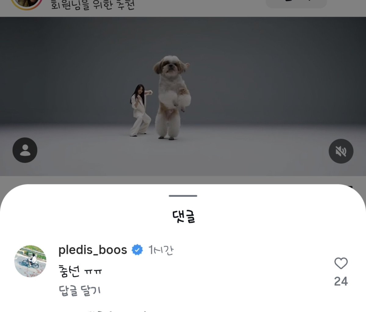 BB0O116's tweet photo. 아웃겨 선배님 인스타에 ai로 강아지랑 춤 추는거 올렸는데 승관 댓글 ㅋㅋ

🍊 춤선 ㅠㅠ https://t.co/HZwrops7A7