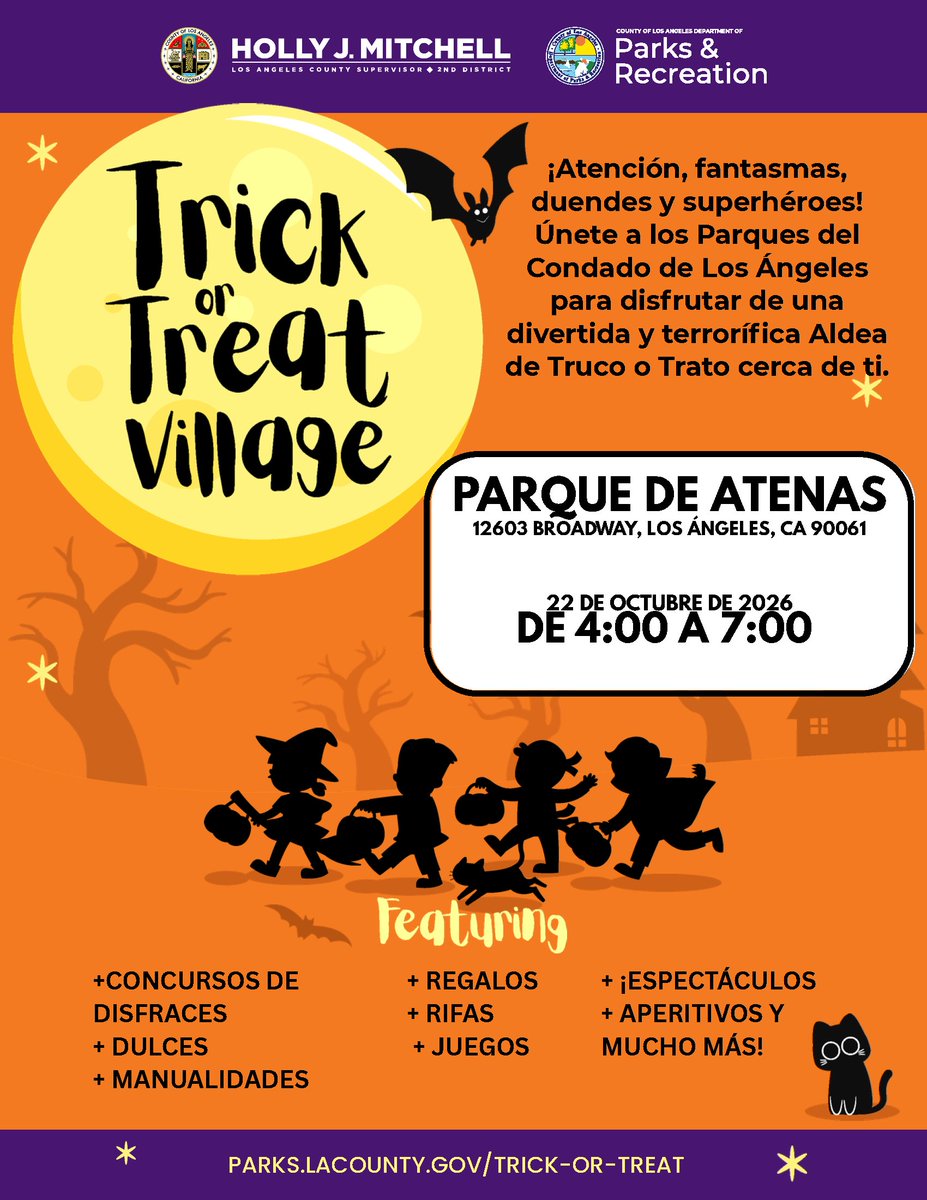 CSSDLA's tweet photo. 🎃Calling all ghosts and goblins!   👻 Come out to Trick-or-Treat Village with @cssdla at Athens Park on Thursday, October 22nd! While you enjoy the spooky festivities, also obtain one-on-one assistance on your #childsupport case. We’re here to help! #SouthLA 🍬 https://t.co/alqi3AtPDt