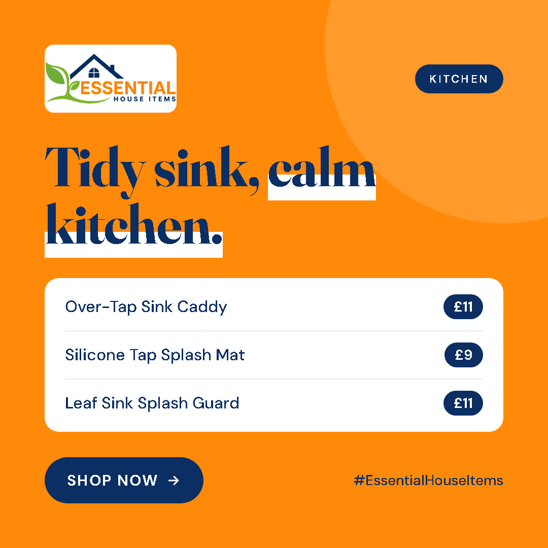 EssHouseItems's tweet photo. Tidy sink, calm kitchen ✨ Sink caddies and splash mats from £9. https://t.co/qx2Zqs6RkY #EssentialHouseItems #KitchenOrganisation #KitchenIdeas https://t.co/cN14R9HYIv