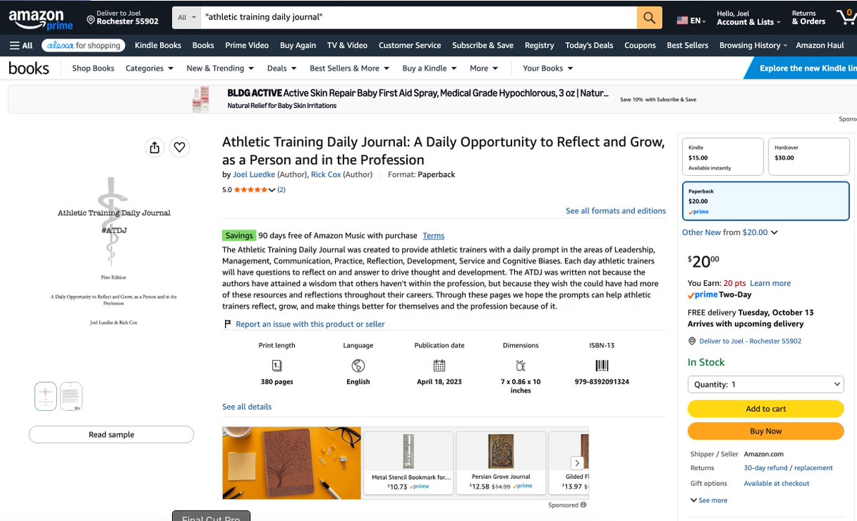 ATDailyJournal's tweet photo. Find the #ATDJ in all forms on Amazon! We put this resource together to help ATs grow personally and professionally, and as a resource we wish we had earlier in our careers. Check it out. 

LINK: https://t.co/tWV2F7Lt8G  

#complicatedsimple #resultsthatgiveback #heartbeatbarbell https://t.co/EDsUqu5xNm