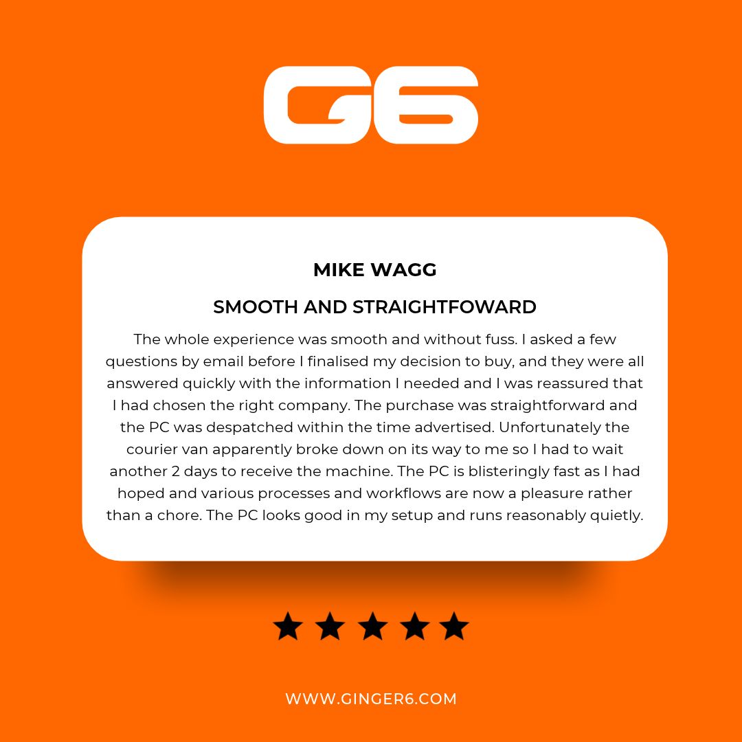 www_ginger6_com's tweet photo. โก Looking for a PC that's fast, quiet, and built around your needs?
Mike's Ginger6 PC was delivered on time, runs quietly, looks great, and makes everyday workflows a pleasure rather than a chore.
Thanks for the brilliant 5โญ review, Mike!
#Ginger6 #CustomPC #WorkstationPC https://t.co/cLwA3whX1U