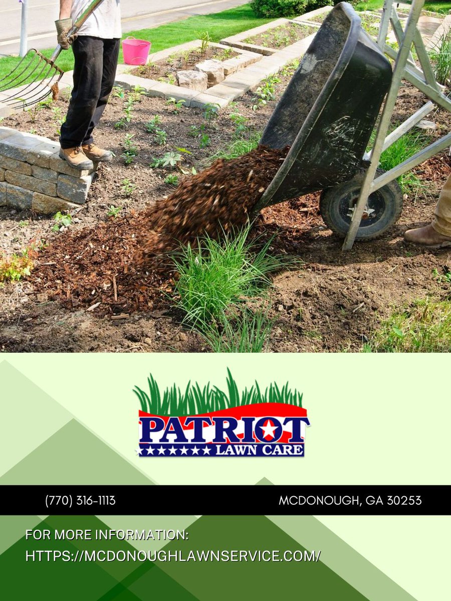patriotlawnGA's tweet photo. Fresh mulch can provide a clean finishing touch to landscape beds. Our mulching service enhances the appearance of outdoor spaces and gardens. Reach out today for details.
#Mulching #KeepItGreen
https://t.co/aV0NgS3pML https://t.co/YakU0oVQ58