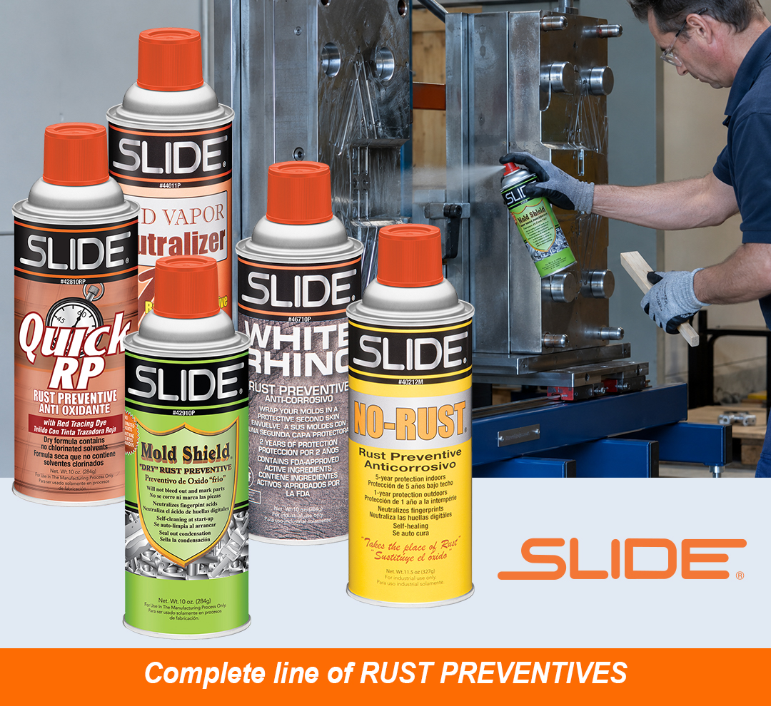 globeius's tweet photo. Protect your molds before damage starts! ⚠️ Slide Products Mold Shield Dry Rust Preventive helps prevent corrosion on moving mold components—no removal needed before startup.
https://t.co/DbFOiyqZt2 https://t.co/XDA7oqOp4h