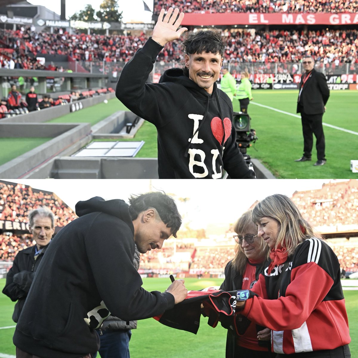 Newells's tweet photo. Leyendas leprosas 😍

📸 En la previa del triunfo de ayer, Andrés “Tito” Rebottaro, Víctor Rogelio “Condorito” Ramos, Luciano “El Tano” Vella y Maximiliano “La Fiera” Rodríguez fueron reconocidos por el Coloso y recibieron la Rojinegra de las manos de Susana y Liliana, socias vitalicias de la institución.

✒️ Además, dejaron sus firmas en camisetas que serán subastadas en la Cena Anual del próximo 15 de diciembre en el Hotel Pullman del Complejo City Center. 

👉🏼 La misma tendrá como objetivo la construcción de una nueva cancha de césped sintético en el Centro de Entrenamiento Jorge B. Griffa.

Próximamente más información ℹ️
