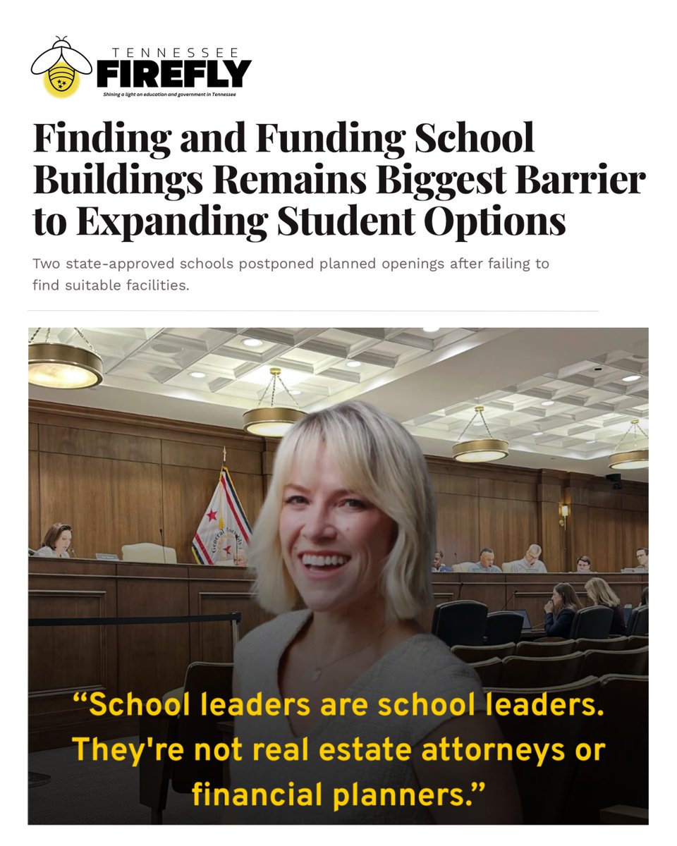 tncharters's tweet photo. Finding &amp; financing school facilities remains a major barrier to expanding educational options in TN. In @TheTNFirefly, TCSC’s Emily Lilley discusses challenges charter leaders face &amp; the need for more guidance &amp; resources. 🔗 https://t.co/uNn5hfHrcN #TNCharters #ServingStudents https://t.co/LrKZlSxHi5