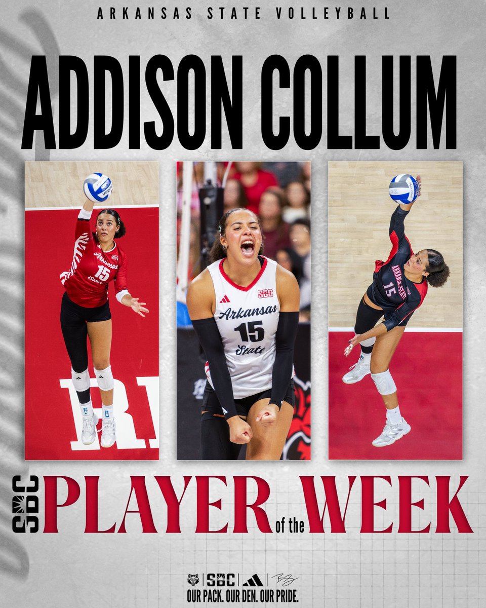 AStateVB's tweet photo. 𝐁𝐈𝐆 𝐖𝐄𝐄𝐊 𝐅𝐎𝐑 𝐓𝐇𝐄 𝐑𝐄𝐃 𝐖𝐎𝐋𝐕𝐄𝐒

Addison earns SBC Offensive Player of the Week while Erin locks down SBC Defensive Player of the Week.

#WolvesUp https://t.co/dcEW5tjnpC