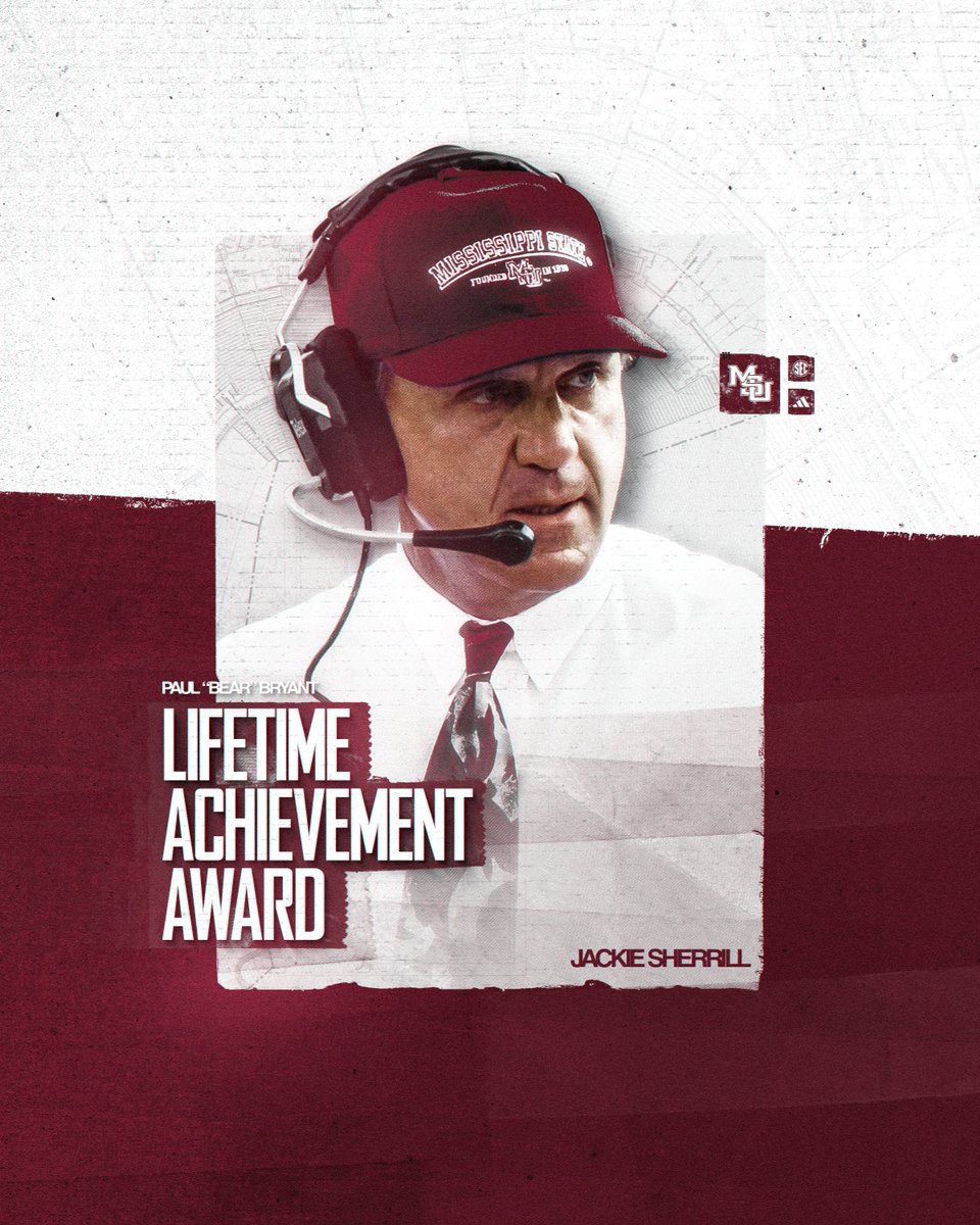 HailStateFB's tweet photo. Coach Jackie Sherrill Earns the Bear Bryant Lifetime Achievement Award!

The award will be formally presented on Wednesday, January 27, in Houston, Texas.

#HailState || @American_Heart https://t.co/jcGP4VvggD