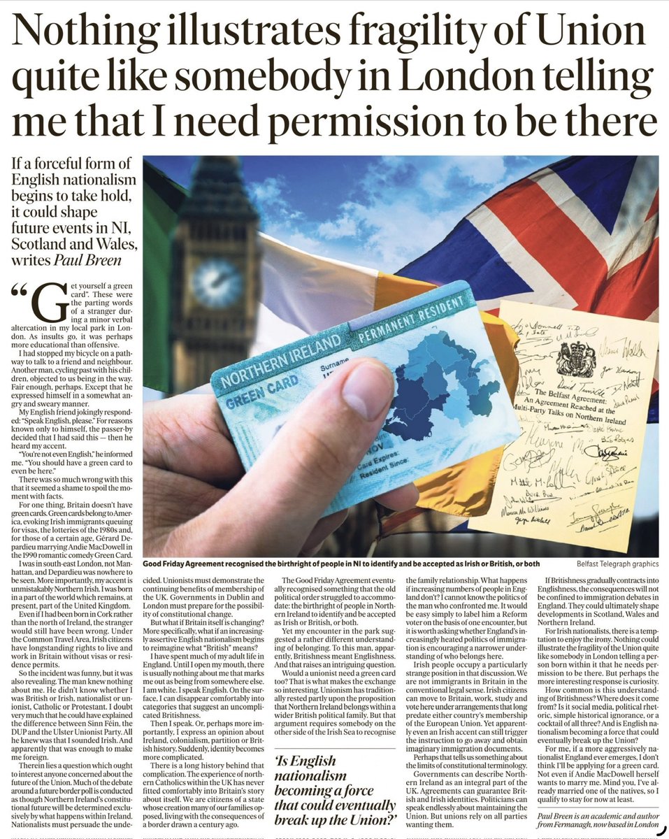 GabeFin's tweet photo. From @LynneCampbell5 (PinkMiss), whom I thank for the extract below.
I look forward to that day when solid "Ulster" British loyalists get asked for their UK "Green Card". https://t.co/clB2FmjOib