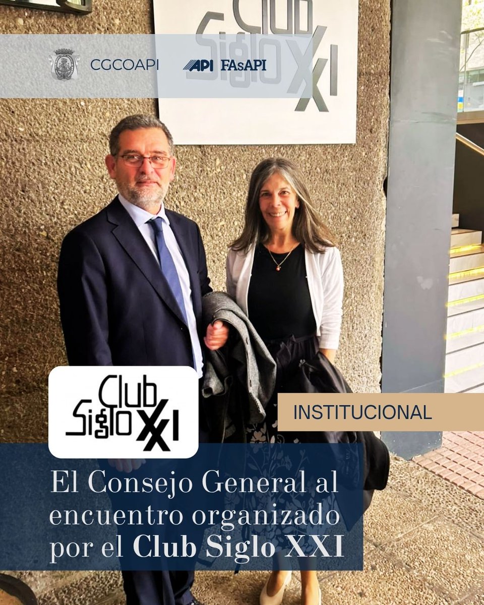 consejoCOAPI's tweet photo. 🏛️ Lola de Alcover y Valentín Rodríguez representaron al CGCOAPI en el almuerzo-coloquio del Club Siglo XXI con la ministra de Vivienda, Isabel Rodríguez.
Aportamos la experiencia y el rigor de los #AgentesAPI en el debate sobre los retos del sector residencial. 🤝💼
#Vivienda https://t.co/xOcLTyNYzc
