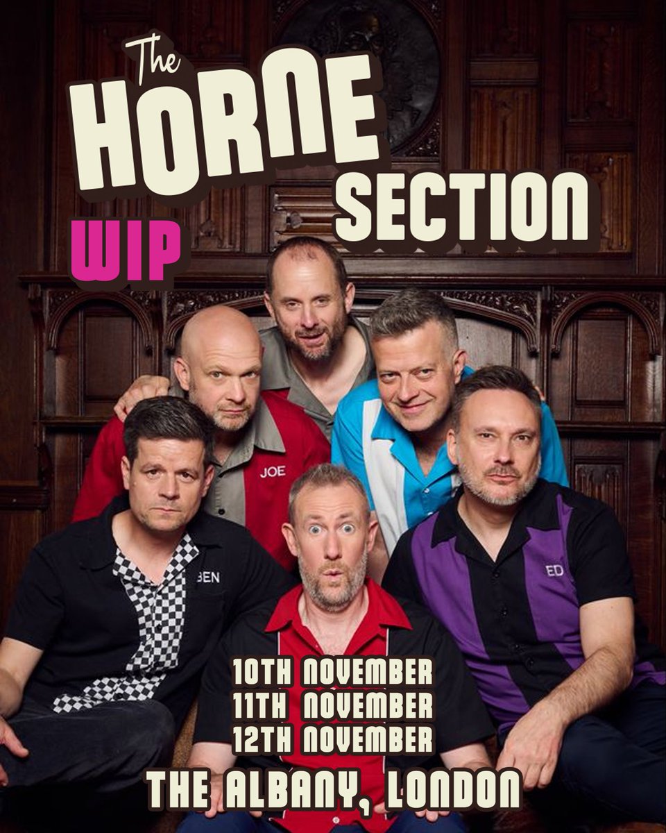 hornesection's tweet photo. Come and see us prepare for the Six Absolute Helmets tour! We have THREE work in progress shows next month at The Albany, Deptford. Catch material that might not make the final tour, and watch us mess up. A lot, probably. https://t.co/WJifgLJZri https://t.co/acypZYpzt7