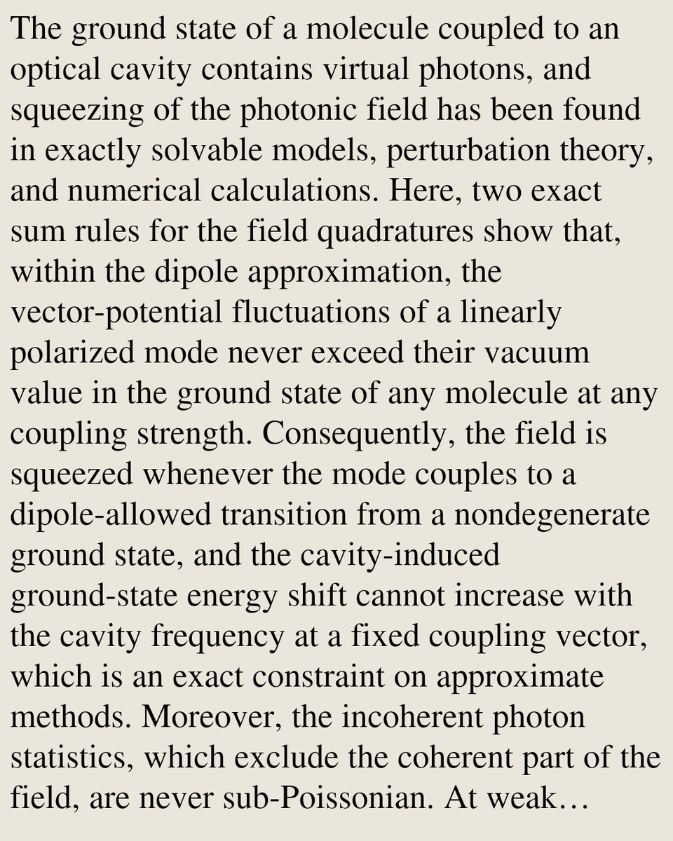 ChemPhyPapers's tweet photo. Vacuum-Field Squeezing by Molecules in Optical Cavities: An Exact Bound and Linear-Response Theory

Kurt R. Brorsen
https://t.co/HSfCOc37w9 [𝚙𝚑𝚢𝚜𝚒𝚌𝚜.𝚌𝚑𝚎𝚖-𝚙𝚑] https://t.co/h1dgzh9gjz