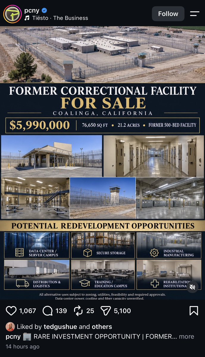 WillManidis's tweet photo. strong america indicator that defaulting private prison operators are now marketing their sites as prospective data center locations https://t.co/8O782UoSQO