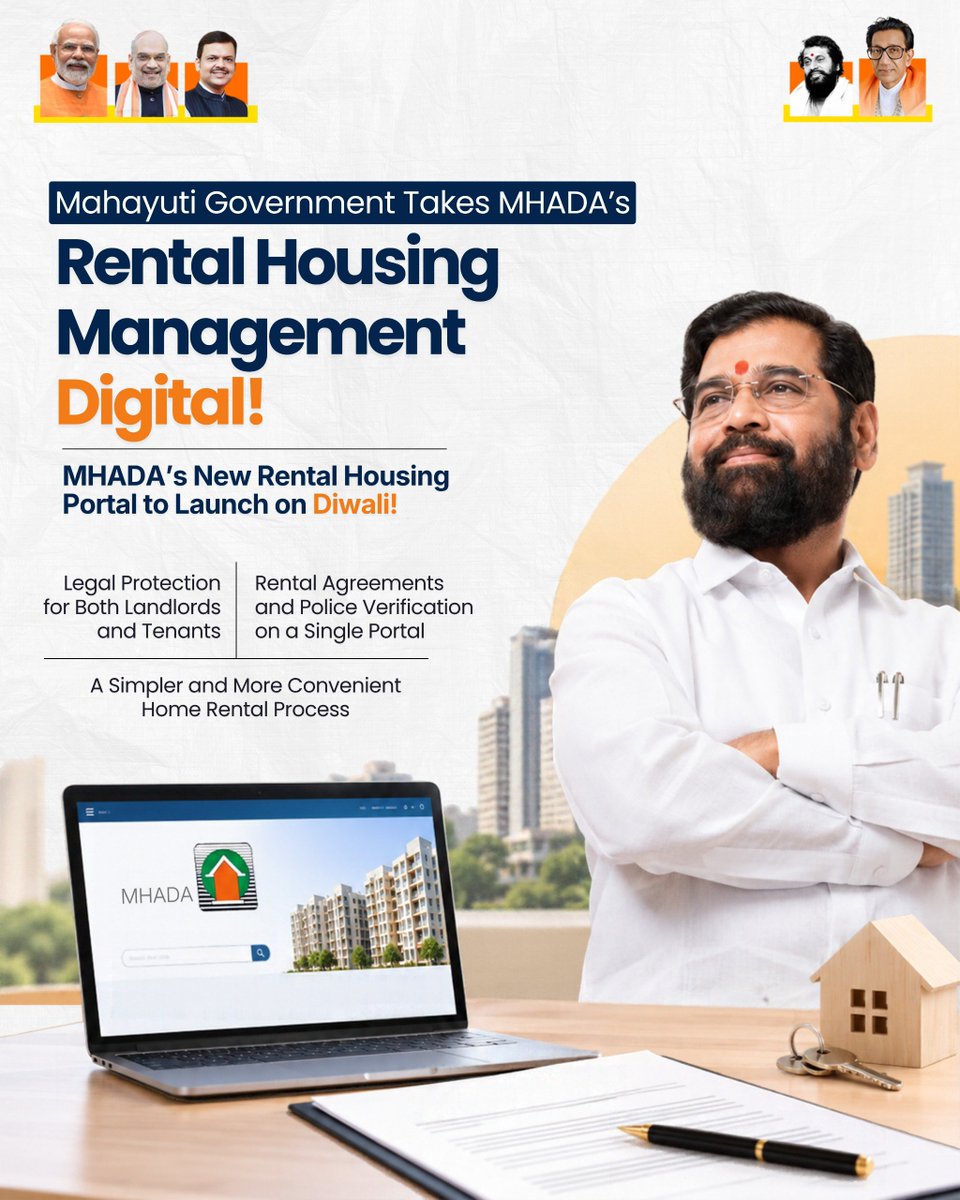 ShivayaVerse_'s tweet photo. DCM @mieknathshinde continues to modernize urban governance. MHADA’s upcoming digital rental portal offers balanced legal protection to landlords and tenants, putting an end to endless documentation hassles. https://t.co/H0eCstiE5O
