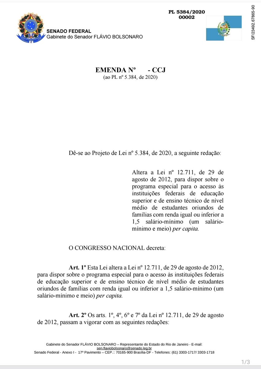 elizianegama's tweet photo. ⚠️⚠️⚠️Sabia que Flávio Bolsonaro tentou acabar com cotas raciais e para deficientes entrarem na universidade e nos institutos federais? Veja emenda dele apresentada abaixo. Flávio queria revogar arts. que permitem negros, quilombolas e indígenas o ingresso no ensino superior. https://t.co/Mmxt8fxH64
