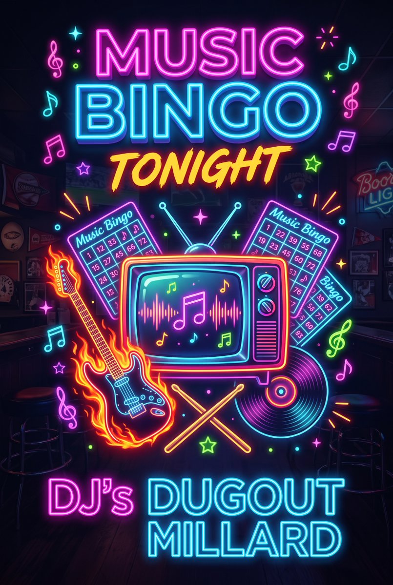 QuizBingo's tweet photo. 🎸 TONIGHT! 🎸 Get ready to rock out and win big at Music Bingo Night at DJ's Dugout - Millard! 🍻🎶

Join us from 7:00 PM to 9:00 PM for high energy, great food, cold drinks, and two epic rounds of musical trivia from NSB Games Music Bingo!

📺 GAME 1: TV Themes (Start at 5 seconds)Think you're a television buff? We’re skipping the first 5 seconds of iconic intros to see if you can name them! Featuring classic themes from The Sopranos, Scrubs, The Office, and more.
🤘 GAME 2: 70s Rock Anthems (Vol 1)Step into an era of soaring arena grandeur and revolutionary grit! We're celebrating timeless cuts and rich multi-tracked classics from The Clash, Tom Petty, Sweet, Boston, and The Doobie Brothers. (Did you know Boston's Tom Scholz engineered "Foreplay / Long Time" in his basement? 🤯)

📍 Where: DJ's Dugout Millard 🗺️ Address: 17666 Welch Plaza, Omaha, NE 68135 ⏰ When: TONIGHT, Oct 20 | 7:00 – 9:00pm
Grab your crew, get a table early, and let’s play! 👇

#MusicBingo #OmahaEvents #DjsDugoutMillard #DjsDugout #OmahaNE #OmahaNightlife #TVThemes #70sRock #ClassicRock #TriviaNight #NSBGames