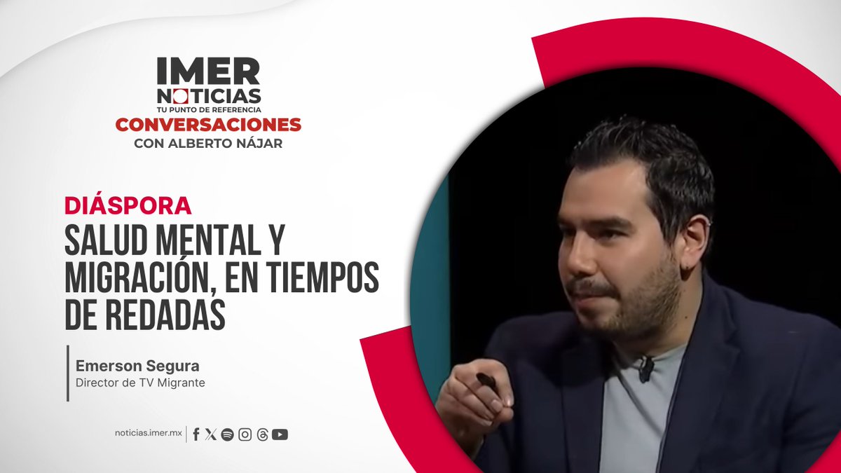 IMER_Noticias's tweet photo. 📡 #AlAire || @Emer_Seg, director de @TvMigrante, reflexiona sobre la salud mental y la migración, en el contexto de las redadas en Estados Unidos.

🎙️ @anajarnajar en IMER Noticias
▶️ https://t.co/yv3B9VRTRi https://t.co/45xN2GE9sE