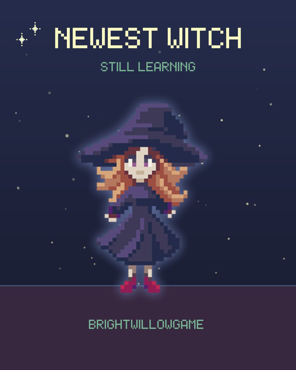BrightWillowDev's tweet photo. Newest witch, still learning. #pixelart https://t.co/IOqSQjdX0c