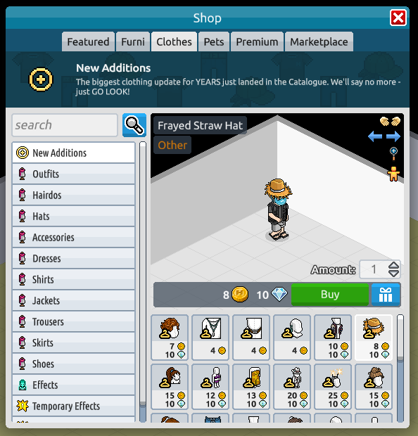 PixelsE's tweet photo. 🟢 ATUALIZAÇÃO | Botões para interagir com o preview de mobis e visuais na loja estão chegando ao cliente e app beta! #Habbo https://t.co/QKcEjC5i3j