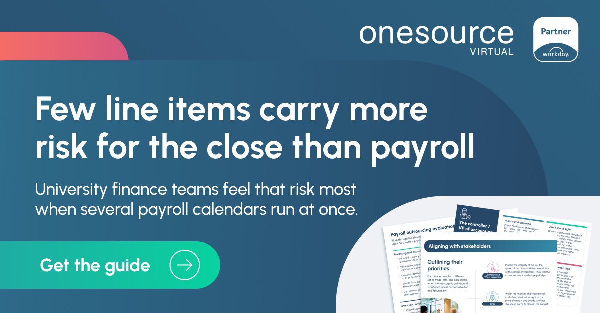 OneSourceV's tweet photo. Few line items carry more risk for the close than payroll. Our buyer’s guide for finance and accounting leaders covers what to look for in a payroll outsourcing partner, plus a checklist for demos. https://t.co/OPKimhmVAI