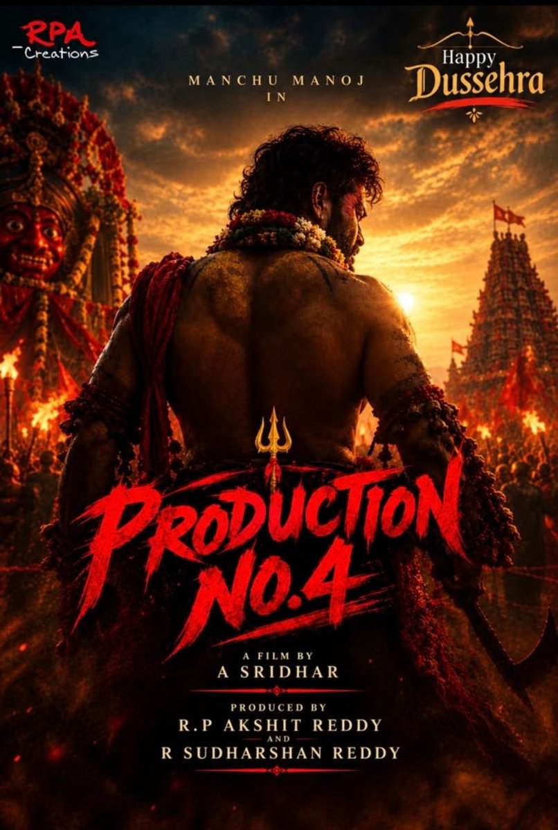 Telugu70mmweb's tweet photo. On the auspicious occasion of #VijayaDasami, announcing Production No. 4 starring @HeroManoj1! π₯π±
A powerful new beginning with director #ASridhar, produced by #RPAkshitReddy & #RSudharshanReddy under RPA Creations.
#HappyDussehra https://t.co/MbwKZpzMZd