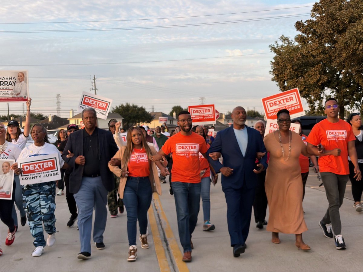 dexterlmccoy's tweet photo. Yesterday I was joined by @JasmineForUS and @CDMenefee in marching to the polls. Fort Bend, this is OUR moment, and it’s time to make your voice heard. Go vote. https://t.co/iwcMjQaGmw