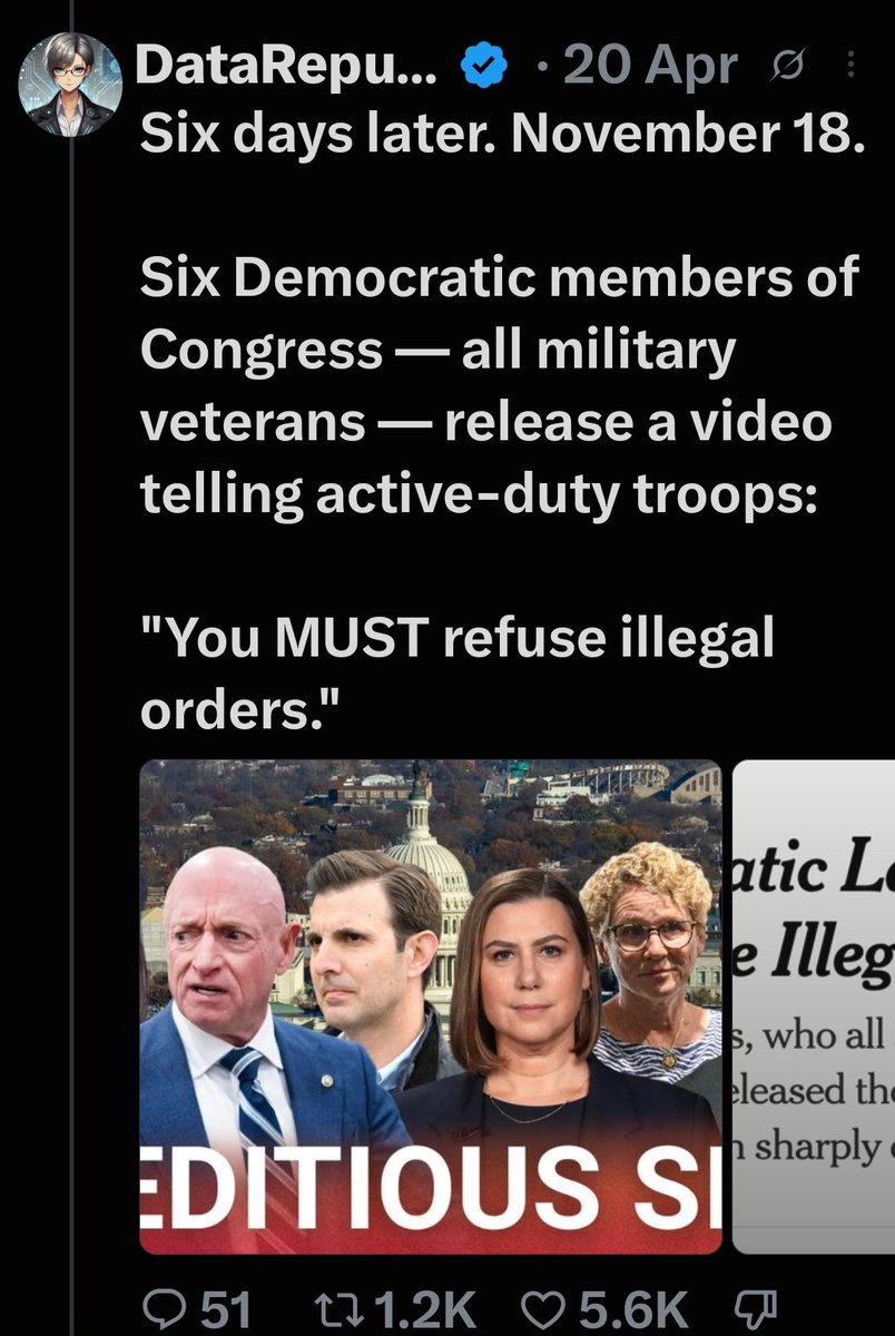 texan_maga's tweet photo. So this is what the seditious six are up to y'all... they're trying to overthrow the government by delegitimizing the military 🪖 @SecWar 

.@SenatorSlotkin 
.@SenMarkKelly 
.@RepGoodlander 
.@RepJasonCrow 
.@RepHoulahan 
.@RepDeluzio 

These seditious six want to overthrow the government