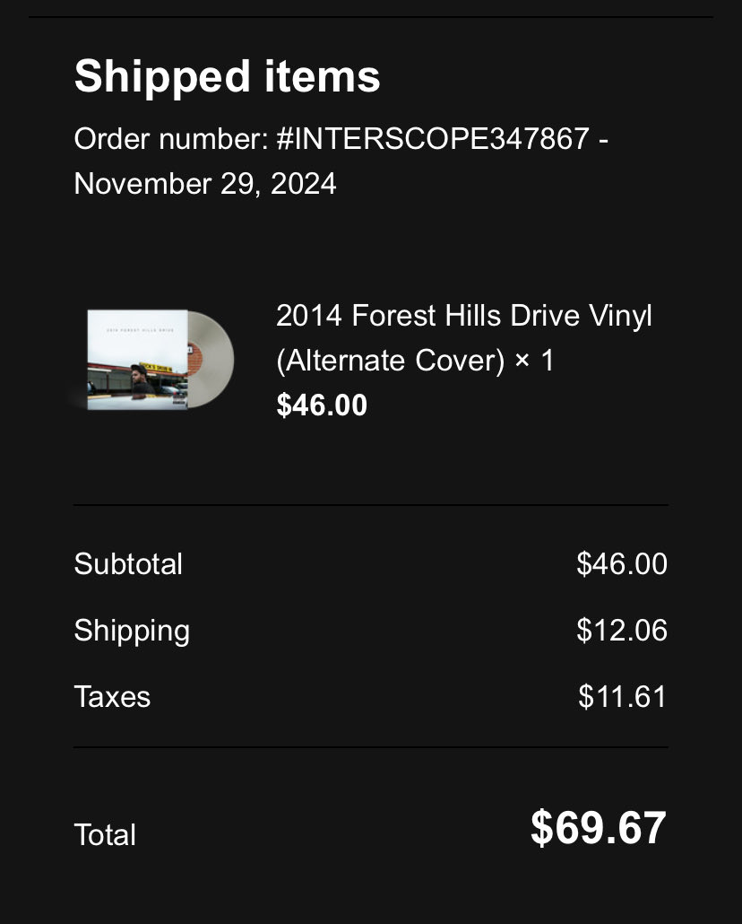 Pinata_AM's tweet photo. Cole’s 2014 Forest Hills Drive 10-year anniversary limited edition for me today.

#717/2014. 

Still might be my favourite first owner record due to how much I resonate with the album. https://t.co/CEF7Ff2CZn