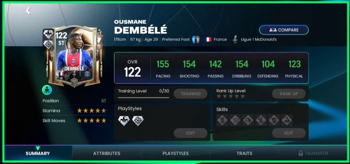 MetaGamerNo1's tweet photo. 🔥 DEMBÉLÉ WILL BE IN THE STAR PASS! ⭐

According to the latest information, Ousmane Dembélé (122 OVR) will be available in the Star Pass! 🇫🇷

⚡ Great news for players who want to get a top card without spending extra money!

What do you think of this card? 🔥
#FCMobile https://t.co/uBEjsoDpul