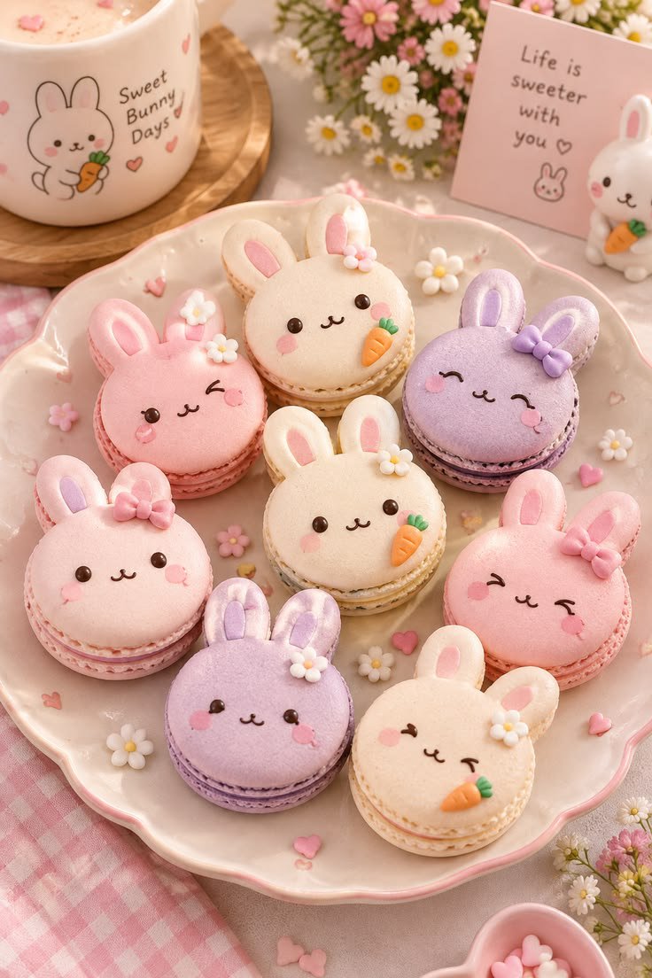 ChunWang111's tweet photo. Bunnies-shaped macaroons  #dessert #bunny https://t.co/TM4aAtEbId