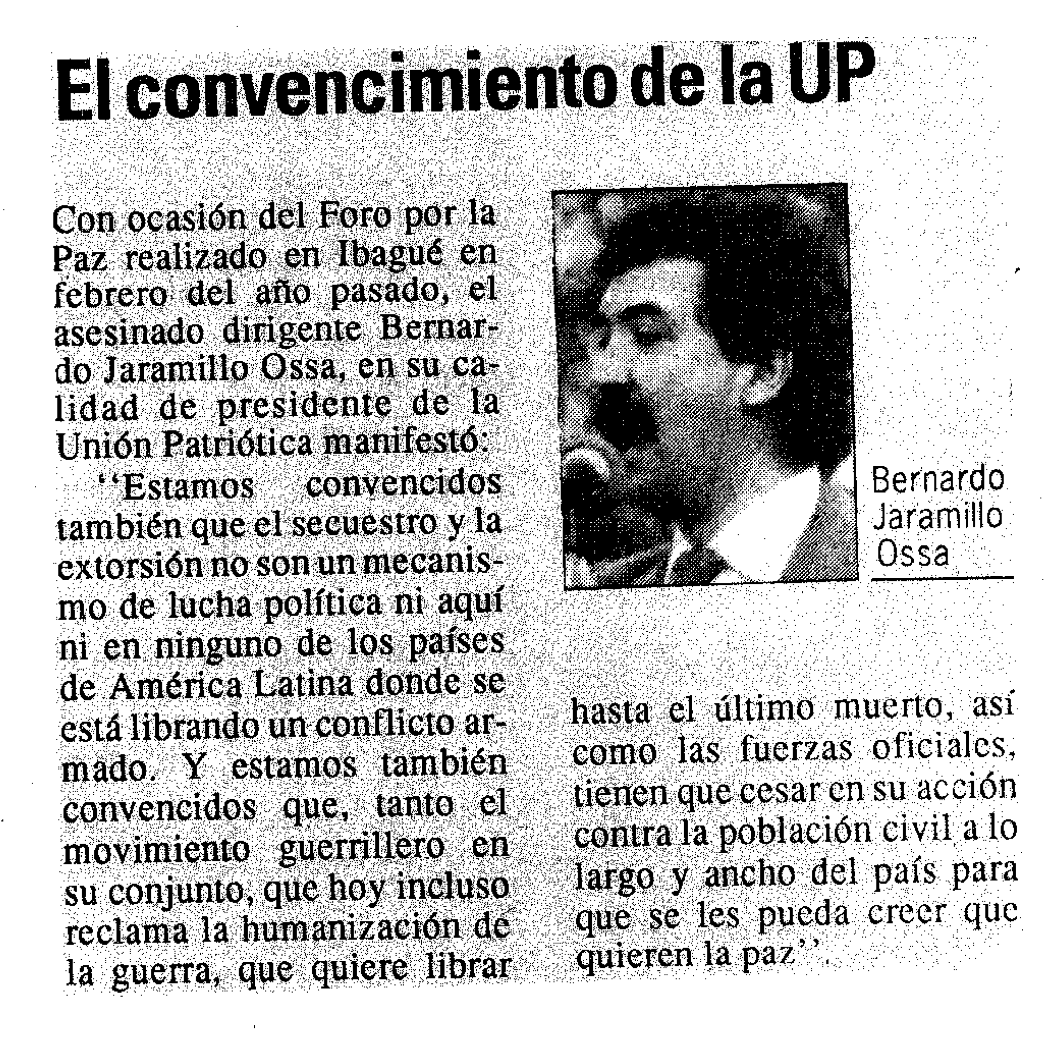 EspinosaRadio's tweet photo. Dos momentos de la política de los 90: 

En uno, Jaramillo Ossa se opone a los métodos del secuestro y la extorsión. 

El ministro Lemos Simmonds dice "UP, brazo político de las FARC"

Jaramillo Ossa luego le diría: "nos ha condenado a muerte, ministro" https://t.co/CybcdfWmp2