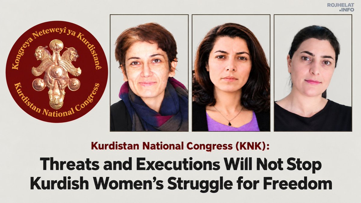 RojhelatInfo_En's tweet photo. KNK Women’s Commission Calls for an End to Executions and the Release of Political Prisoners in Iran

The Women’s Commission of the Kurdistan National Congress (KNK) (@kongrakurdistan) has condemned the renewed death sentence against Verisheh Moradi and called for an end to executions and the immediate release of Moradi, Pakhshan Azizi and Zeynab Jalalian. It said threats and repression would not stop Kurdish women from fighting for freedom.

In a statement dated 20 October 2026, the commission criticised increasing threats and attacks against Kurdish people, the growing number of executions of young people and political opponents, and the continued repression of women in Iran.

The statement described Moradi’s renewed death sentence and the punitive treatment of Jalalian as part of a deliberate policy to intimidate Kurdish women. The commission said the Iranian authorities fear women’s ability to organise communities and mobilise people, as seen during the “Woman, Life, Freedom” uprising.

The commission highlighted Kurdish women’s role in fighting ISIS in Syria and their struggles in Turkey and Iraq. It said threats and repression would not break their determination to achieve freedom.

It called for an end to executions, the release of all political prisoners and conditions that would allow a democratic transition in Iran. 

It also described recognition of the right to self-determination for Kurdish people and Iran’s other peoples as an essential part of any political solution.

The statement ended by calling for the immediate release of Moradi, Azizi and Jalalian: “Threats and executions cannot stop Kurdish women from fighting for freedom.”

Read the full statement below:
https://t.co/CnSr2wzAbt