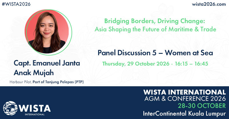 WISTAInt's tweet photo. #WIST2026 Speaker Announcement

We’re delighted to welcome Capt. Emanuel Janta Anak Mujah, Harbour Pilot at the @PTPMalaysia, who will be joining us for the Women at Sea session during the 2026 WISTA International Conference in Kuala Lumpur next week.

#WISTA #WomenInMaritime https://t.co/T0vaJHC1jn