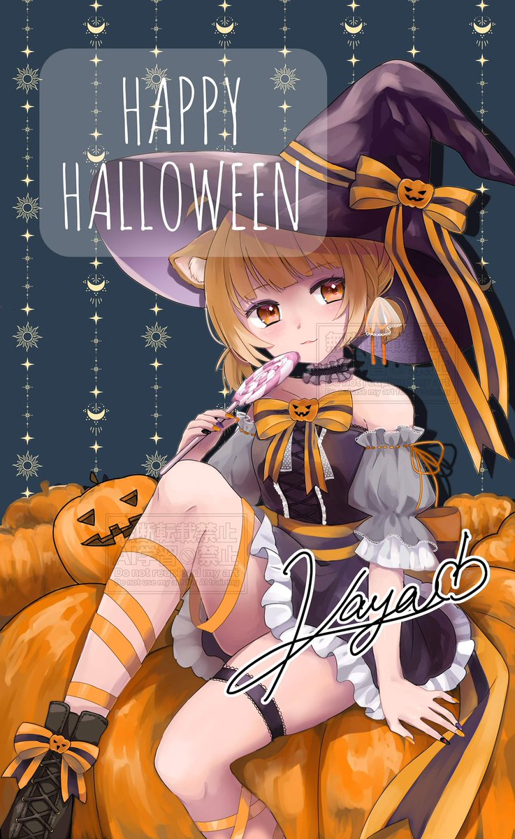 kogurekaya's tweet photo. 𓂃𓈒𓏸︎︎︎︎

  👻𝓗𝓪𝓹𝓹𝔂 𝓗𝓪𝓵𝓵𝓸𝔀𝓮𝓮𝓷🎃

                                                  𓂃 𓈒𓏸

パネル開けありがとうございました🍬
まじょまじょ🧹

イラスト：こぐれかや

#こぐれかや https://t.co/9hSRrWaz1N