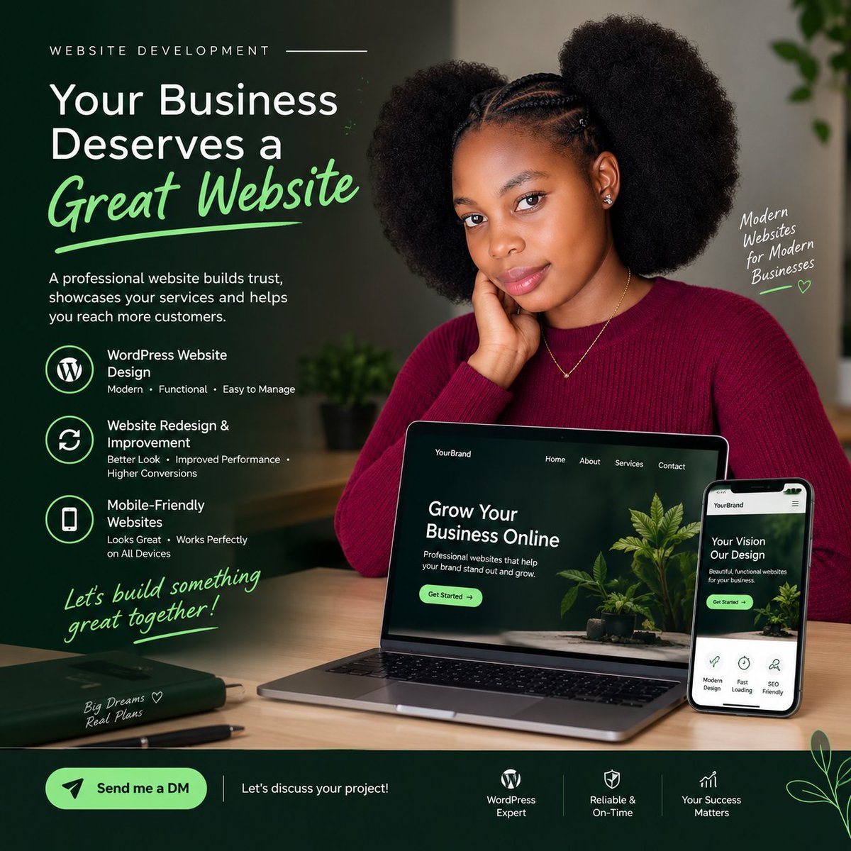 fakunle70922's tweet photo. 🚀 Your business deserves a great website!

I help businesses build a professional online presence through WordPress website design, redesigns, and mobile-friendly websites. 
 Let's connect!
What does your ideal business website look like?
#WebDesign #WordPress https://t.co/nMK9BnBZ9i